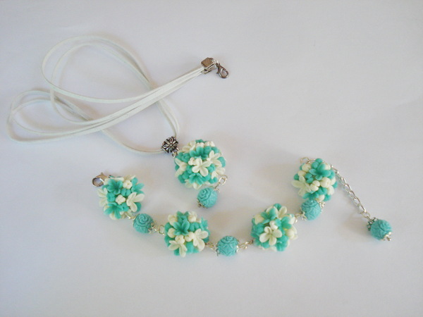 Цветочные украшения Браслет, Кулон, Украшения, Украшение, Бирюза, Подарки, Длиннопост
