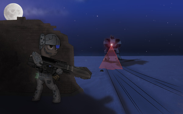 Military operation - Моё, My Little Pony, Photoshop, Battlefield 2142, Кроссовер, Рисунок, Ночь, MLP Military