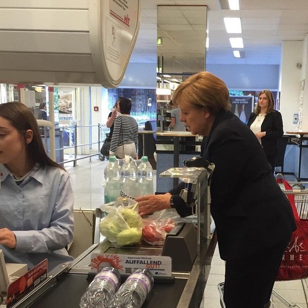 And a package please. - Germany, Supermarket, Angela Merkel