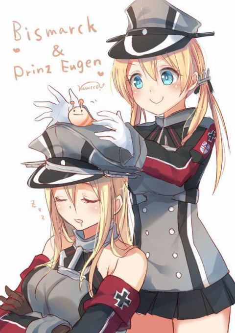 Prinz Eugen and Bismark , Kantai Collection, Prinz Eugen, Bismarck, Anime Art, 