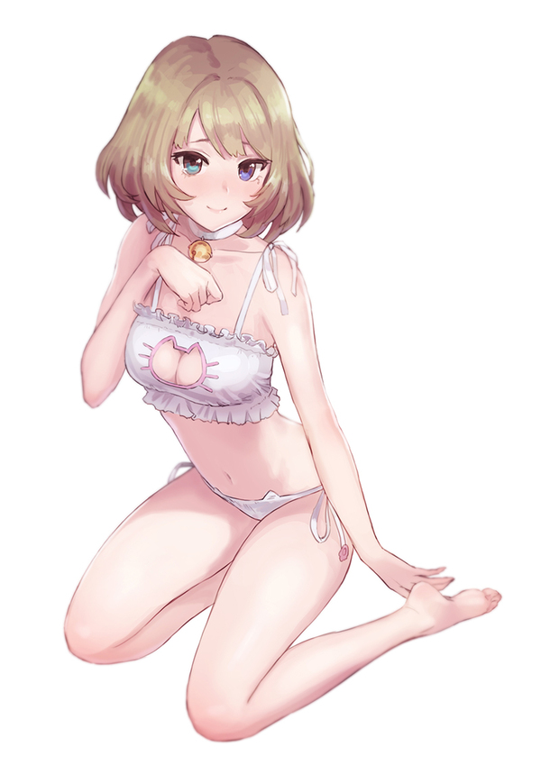 Takagaki Kaede. - NSFW, Anime, Anime art, The idolmaster, Takagaki kaede, Cat keyhole bra, 