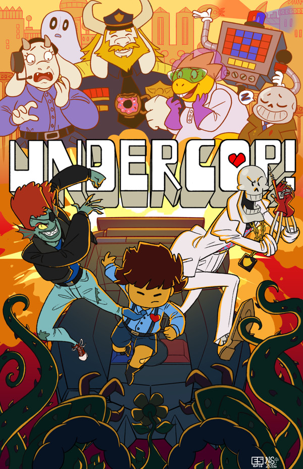 Undercop - . Undercop, Torial, Frisk, Undyne, Papyrus, Undertale, 