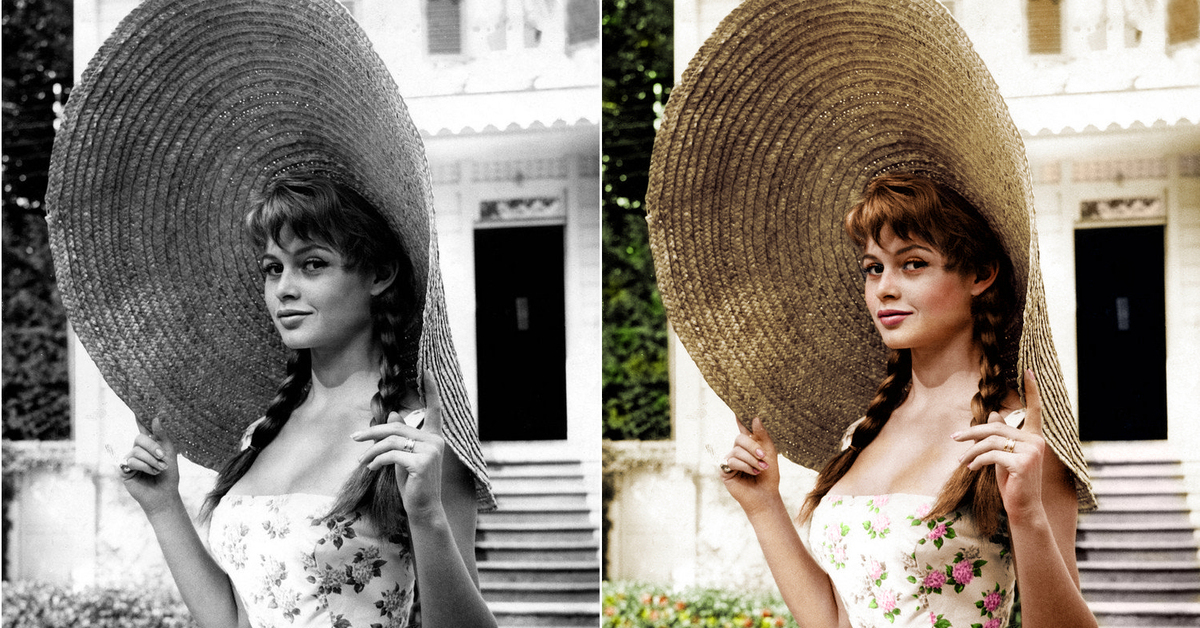 Colorize. Brigitte Bardot-colorization. Колоризация. Колоризация фотошоп. Платье в стиле Брижит Бардо солнце клеш на кокетке.