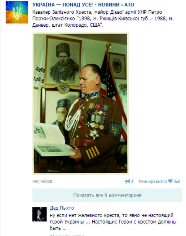 Слегка озадачило .. Украина, США, Железный Крест ... и герой.