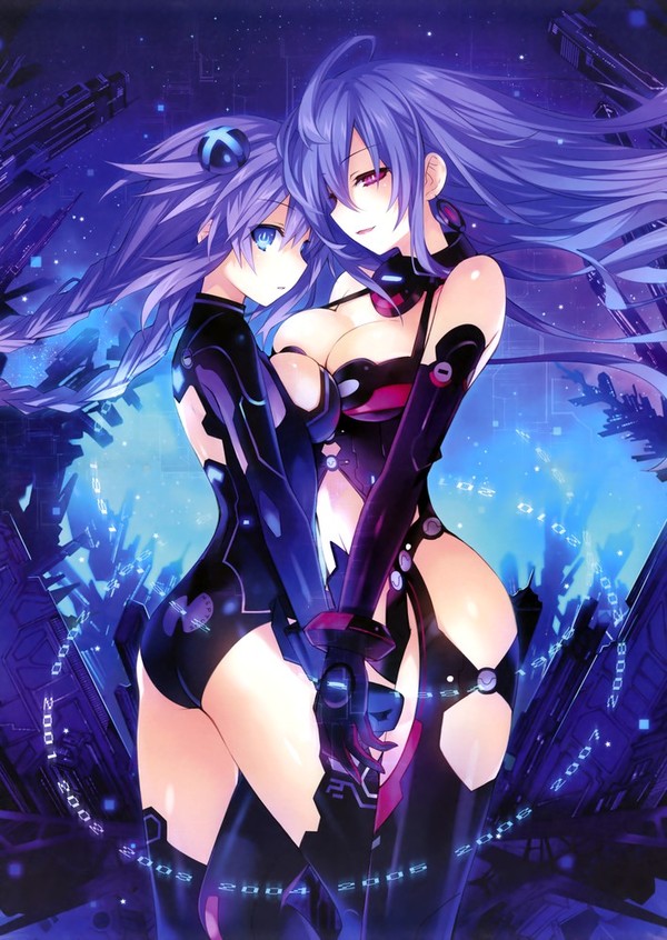 Purple Heart & Iris Heart Anime Art, , Hyperdimension neptunia, Tsunako, Purple Heart, Iris Heart