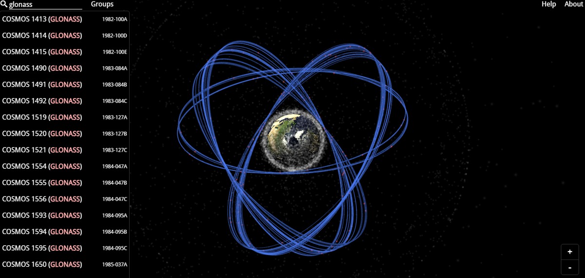 Карта онлайн спутников в космосе