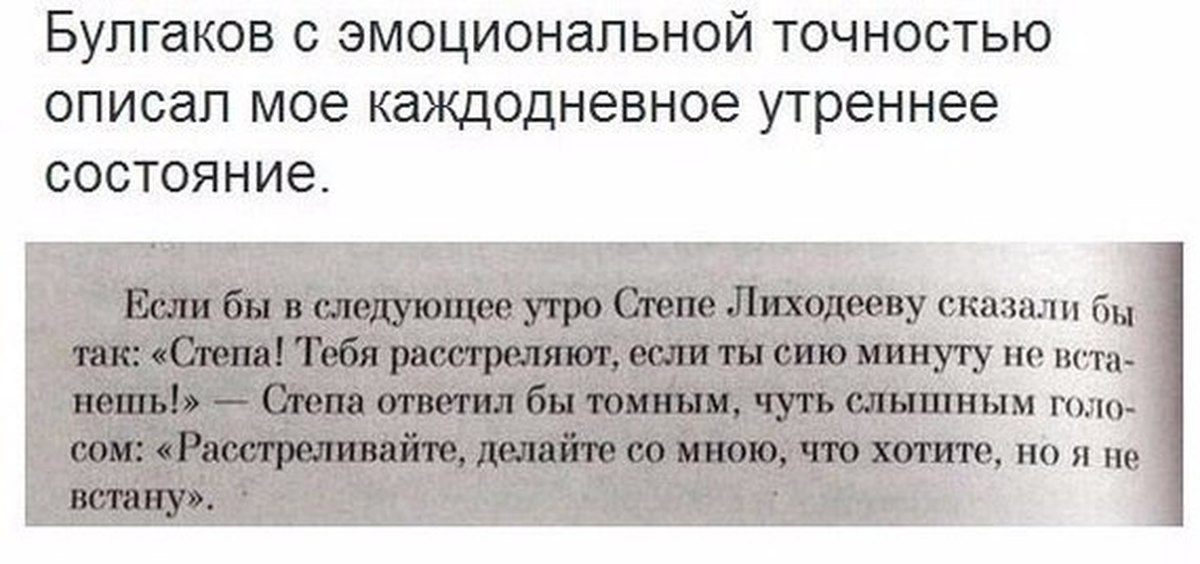 Сию минуту. Если бы в следующее утро степе Лиходееву. Степа тебя расстреляют если ты сейчас. Степе Лиходееву сказали. Вставай или тебя расстреляют.