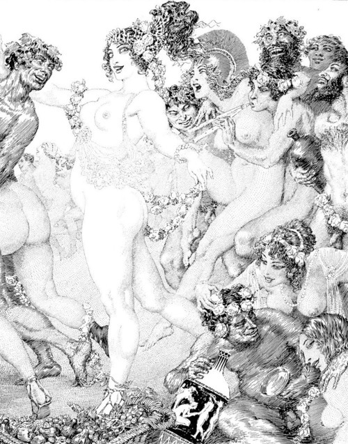 Erotic phantasmagoria by artist Norman Lindsay - NSFW, , Painting, Satyr, Fantasy, Longpost