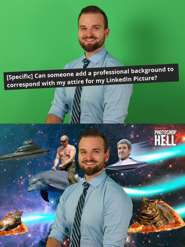 Кто-нибудь может добавить профессиональный фон, что бы он сочетался с костюмом?