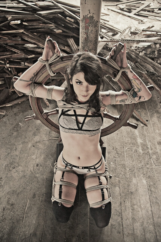 Where are we sailing? - NSFW, Bondage, Rope, Girls, Tattoo, Underwear, Helm, Tights, Shibari