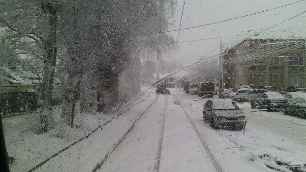 Суровая зима выдалась Трамвай, Депо, Зима, Снег, Электро, Транспорт, Длиннопост