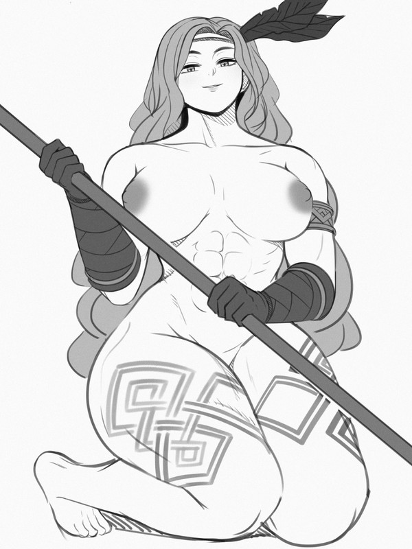 Amazon sketch - NSFW, , Strong girl, Amazon, Dragons Crown, Art, Anime art