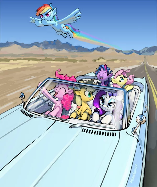 On the road - My little pony, PonyArt, Twilight sparkle, Rainbow dash, Rarity, Applejack, Pinkie pie, Fluttershy, Vombavr