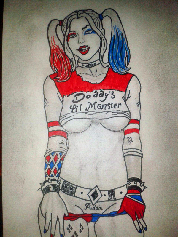 Nothing to do in the evening - NSFW, My, Harley quinn, , Drawing, Pencil drawing, Dc comics, Longpost