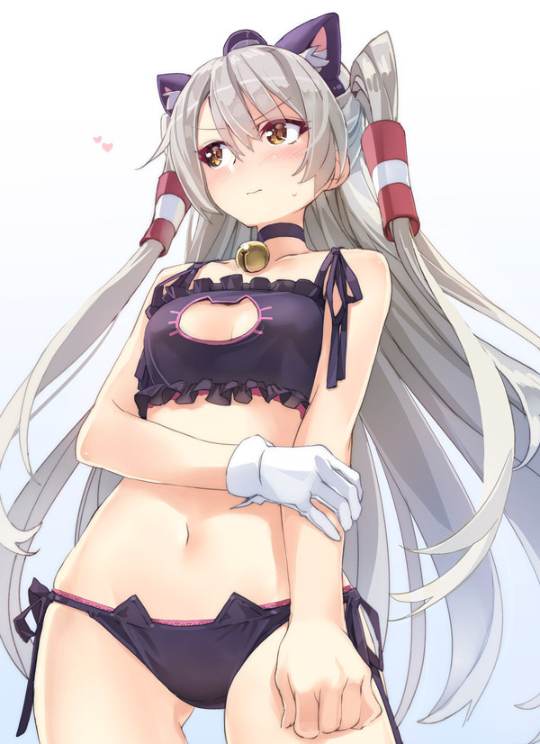 Amatsukaze. - NSFW, Anime, Anime art, Kantai collection, Amatsukaze, Cat keyhole bra, 