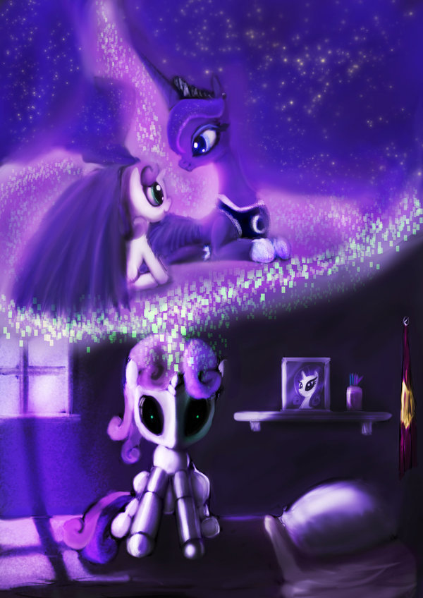 Hibernation mode My Little Pony, Princess Luna, Sweetie Belle, Sweetie Bot