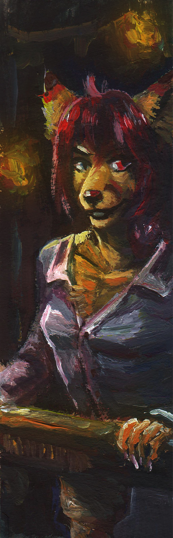 Trying to paint with acrylic - My, Furry, Art, Acrylic, Anthro, Drawing, Longpost