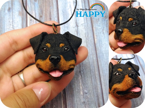 Rottweiler handmade - My, Polymer clay, Plastic, Handmade, Rottweiler, Hobby, Лепка, With your own hands, Master Class, Video