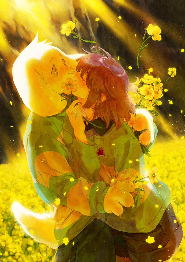 golden flowers - Asriel, Shipping, Undertale, Chara