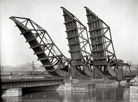 1904 USA. Boston. tower bridges. - Bridge, USA, Photo, Retro, Boston, Interesting