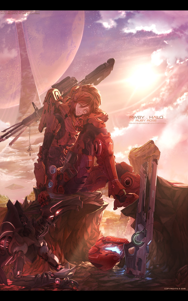 Ruby Rose - Anime Art, Аниме, RWBY, Ruby Rose, Кроссовер, Игры, Halo