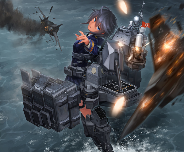 Kantai Collection Modern Warfare: Ticonderoga-class guided missile cruiser - Kantai Collection, Anime Art, Фан-Арт, Ticonderoga, Cruiser, Funmade, Аниме