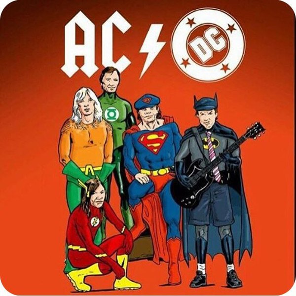 AC/DC as superheroes. - AC DC, Angus Young, Hard rock