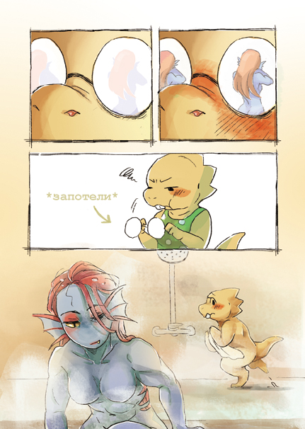 The hot springs - NSFW, Undertale, Alphys, Undyne, Comics, Translation, Shipping, Furry, , Longpost