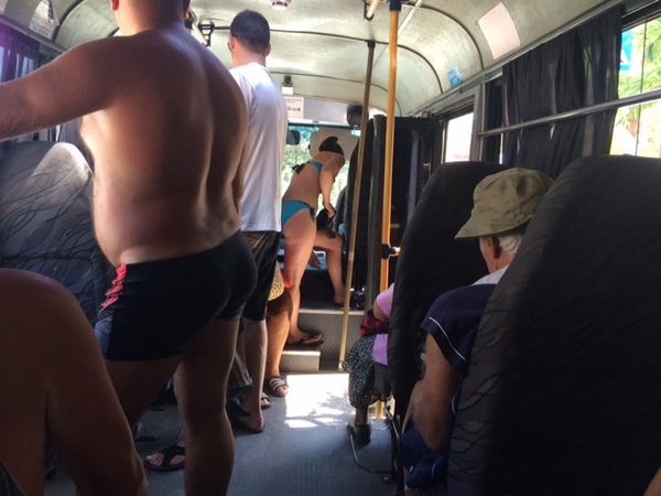 Burnt by the sun - My, Sochi, Minibus, , Underpants, Swimsuit, Photo, 