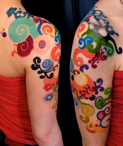 How else to add color to your life - Tattoo, Longpost, Color, Ornament, Flowers, 