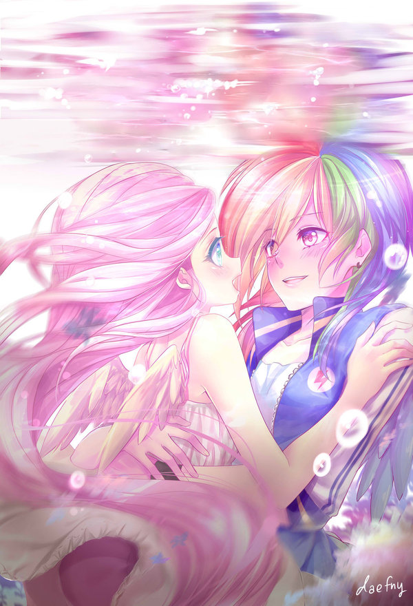 Just you and me - My Little Pony, MLP Lesbian, Rainbow Dash, Fluttershy, Хуманизация, Шиппинг