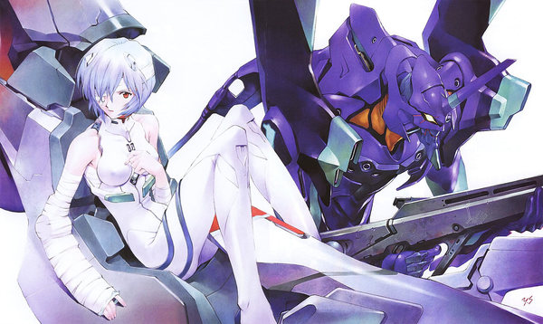 Rei Ayanami and EVA 01 - Art, Anime, Evangelion