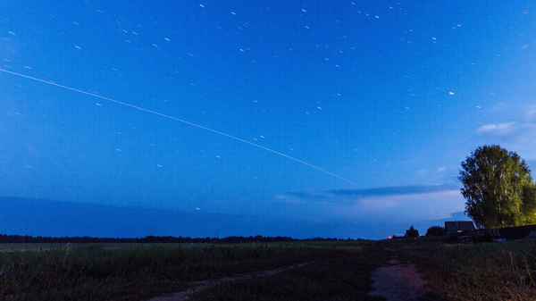 ISS flyby - My, Photo, Night, ISS, Sky