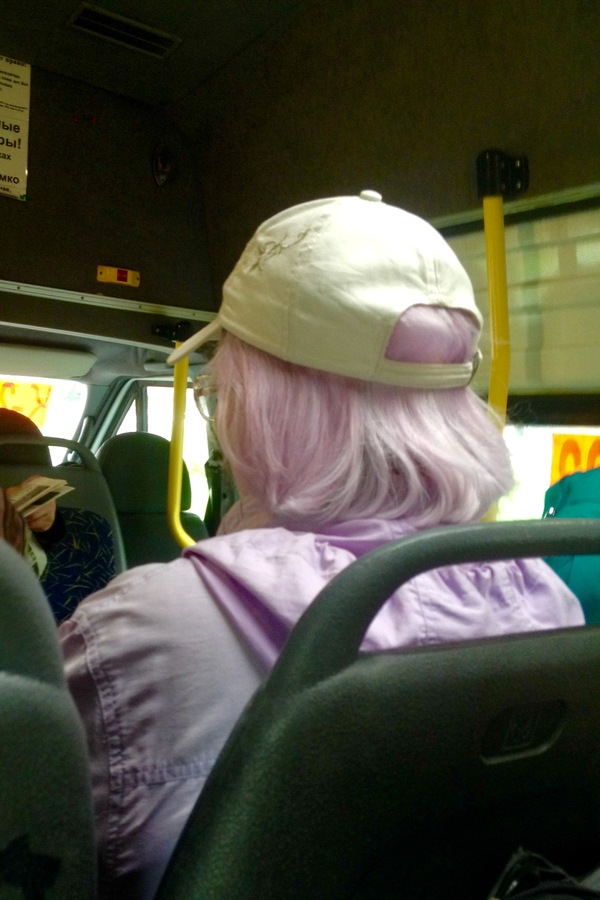 In tone - My, Hair, Jacket, Public transport, Purple, Grandmother