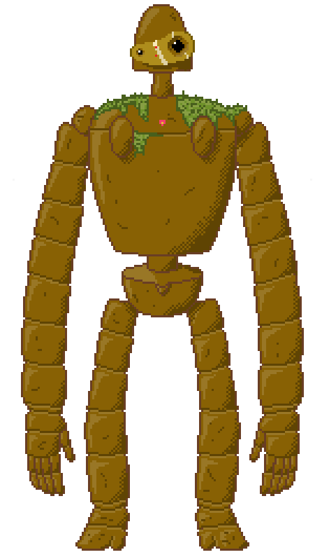 Robot from Laputa - Art, Not anime, Anime, Robot, Laputa Sky Castle, Pixel Art, My, Text