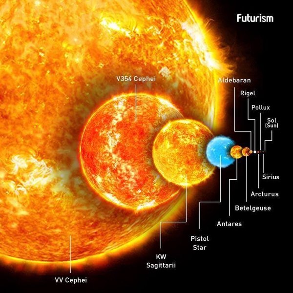 Our sun compared to the star VV Cephe - Space, Stars, The sun