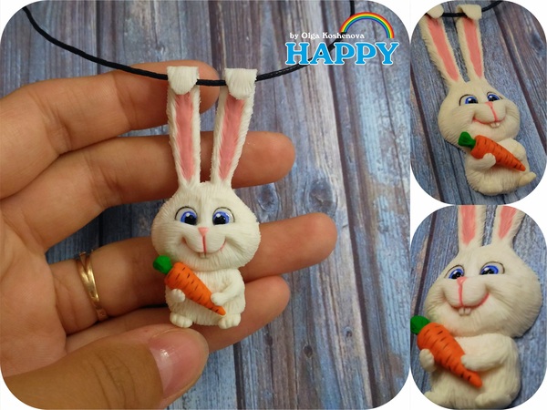 Rabbit Snowball - My, The Secret Life of Pets, Rabbit, Snowball, Handmade, Лепка, Hobby, Master Class, Polymer clay, Video