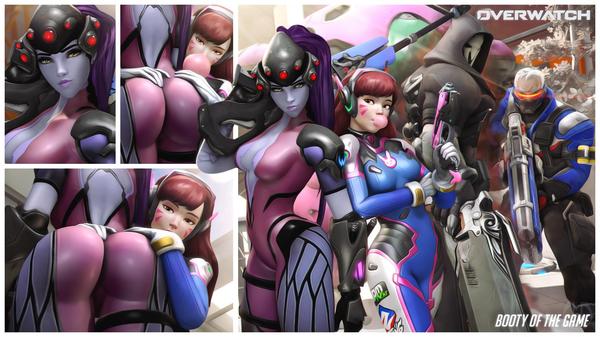 Booty of the game - NSFW, Overwatch, Widowmaker, Dva, Art, Booty