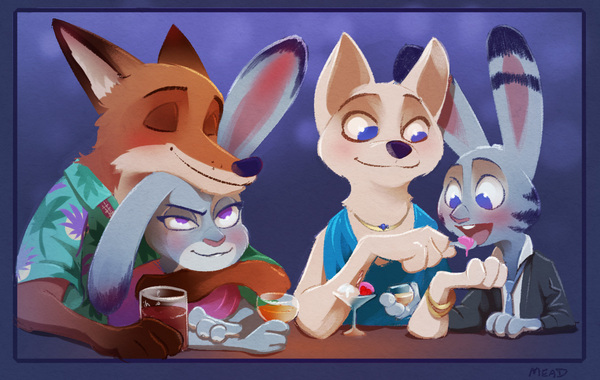 Opposites attract. - Zootopia, Nick and Judy, Jack and Skye, Mead