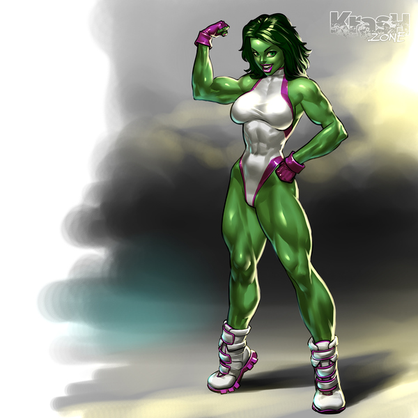 Triple Shulkie - , Art, Strong girl, She-Hulk, Marvel, Longpost