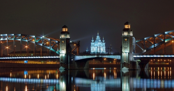 Мост большеохтинский фото разводка