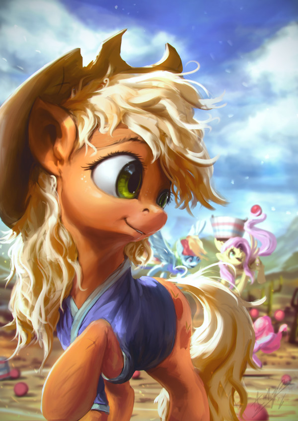 The Apple's Buckball - My little pony, Applejack, Rainbow dash, Pinkie pie, Fluttershy, MLP Season 6, Art