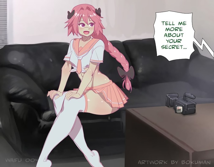 Tell me more about your secret... - Bokuman, Its a trap!, Astolfo, Fate, Fate grand order, Anime, Anime art