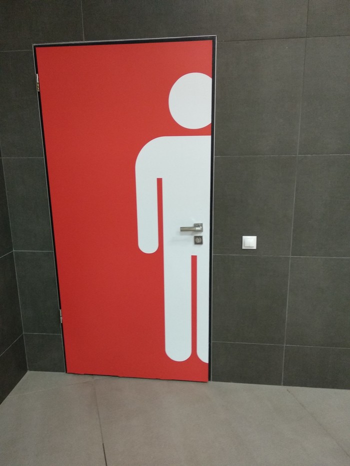 This is the door to the toilet in the mall - Toilet, Door, Shopping center