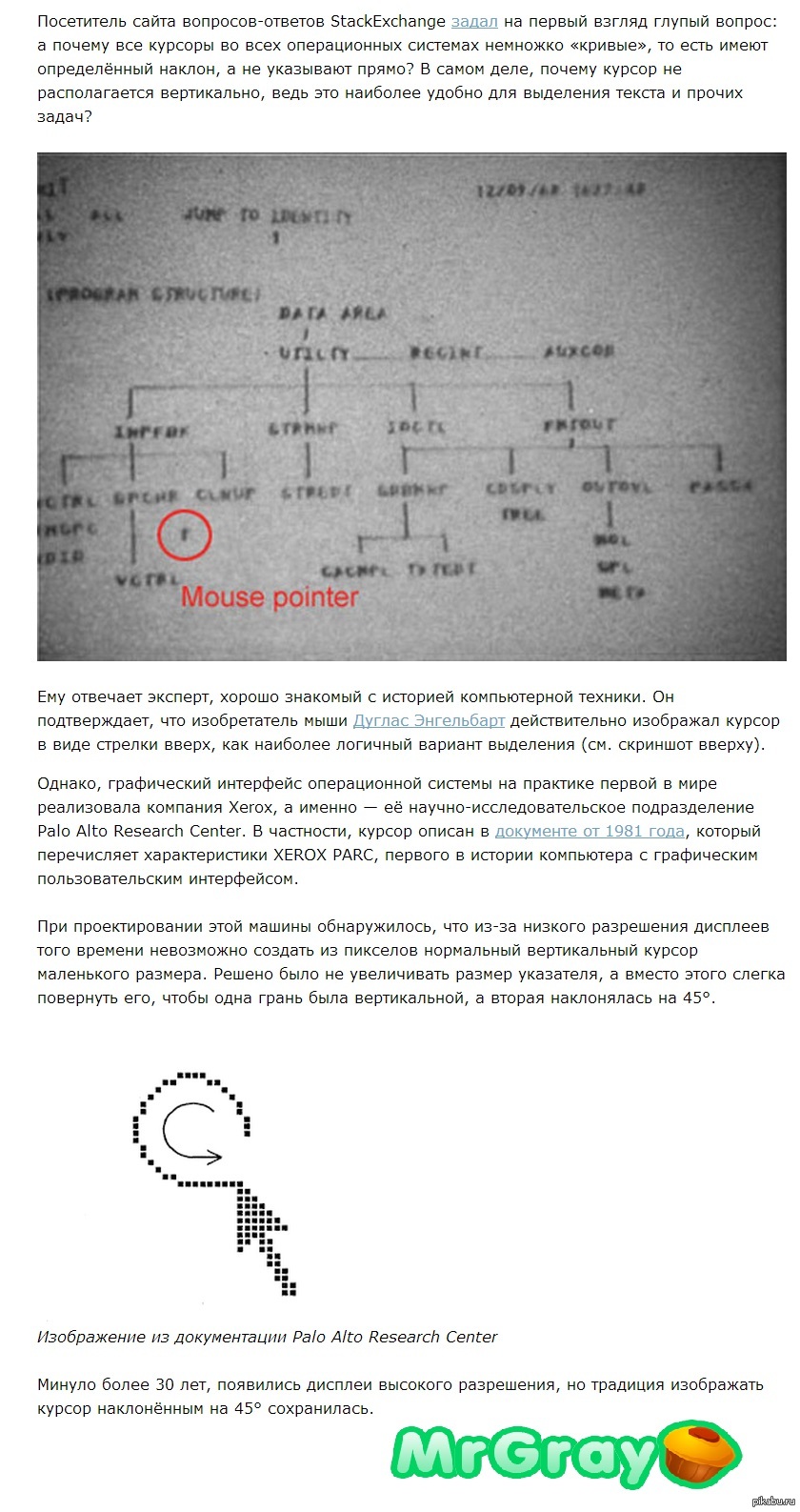 Почему курсор мыши наклонен на 45 градусов? | Пикабу
