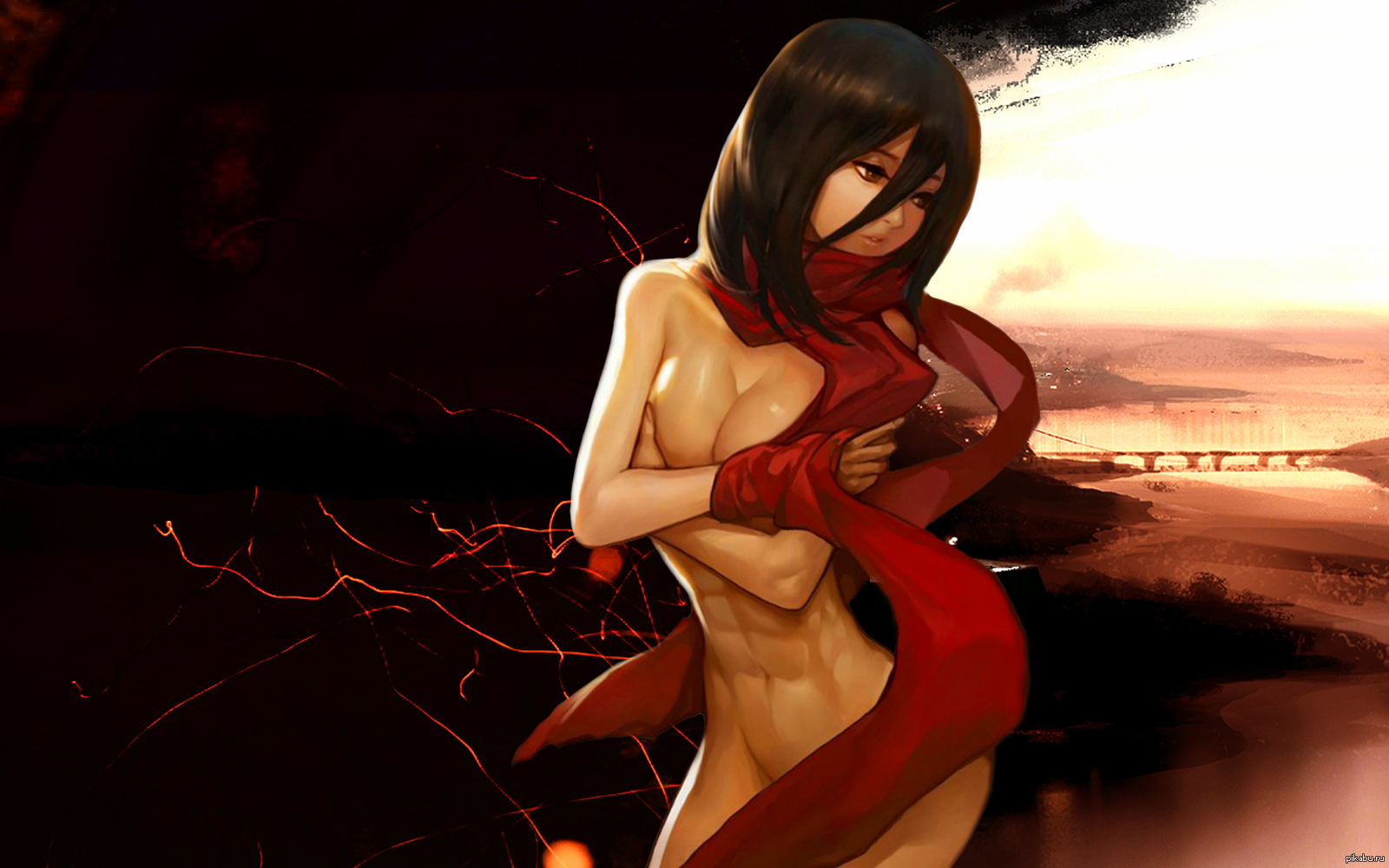 Mikasa Ackerman из Attack on Titan/Атака Титанов - NSFW, Моё, Photoshop, Mikasa Ackerman, Атака Титанов