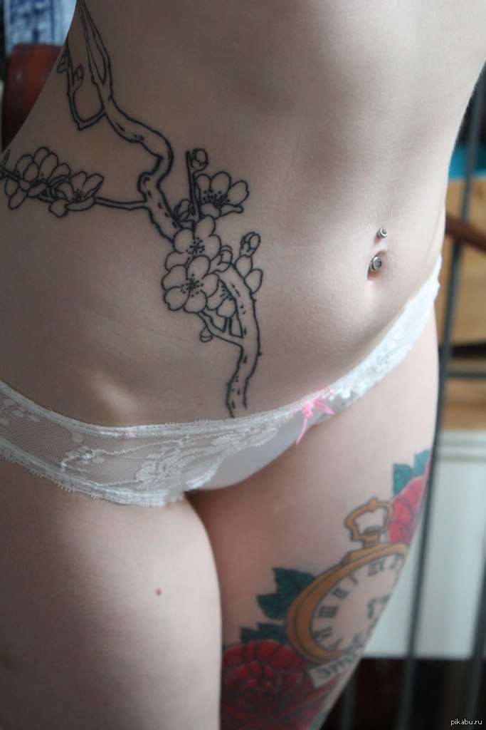 Sakura - NSFW, Girls, Tattoo, Tattoos, Waist, Erotic, Pantsu