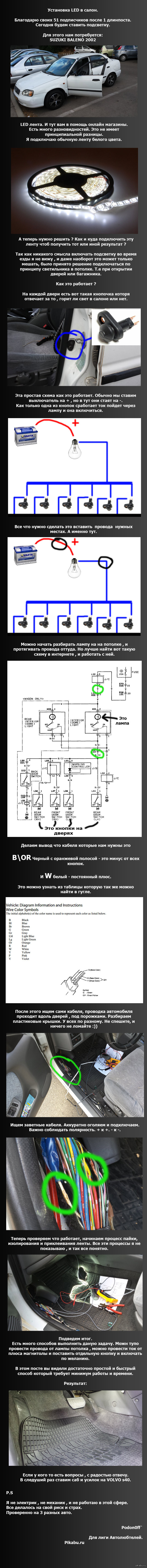 Установка LED в салон авто. | Пикабу