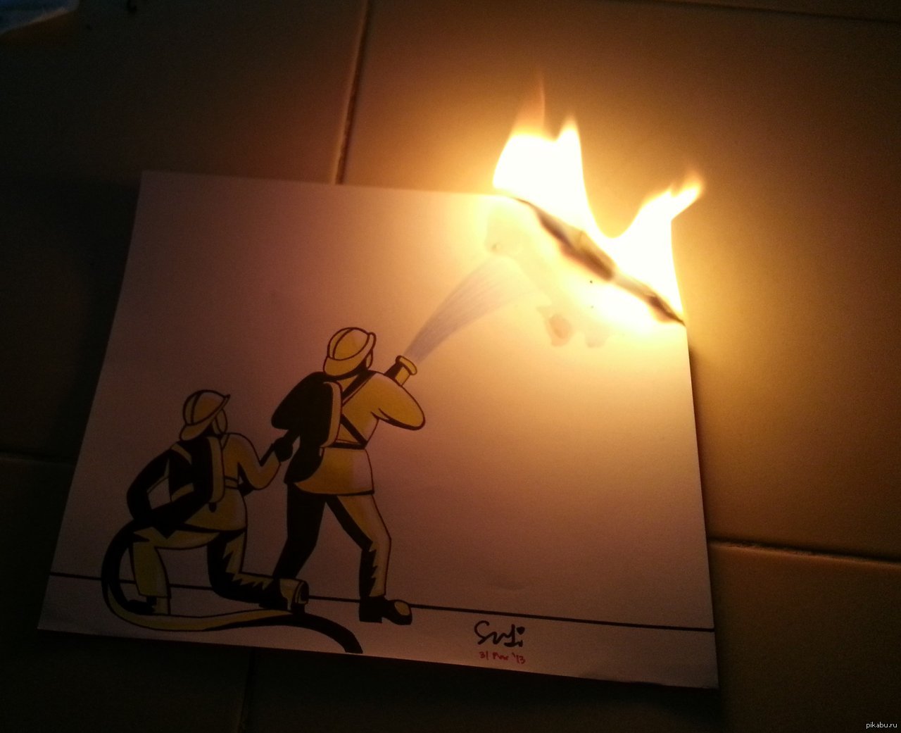 Карикатура пожар в доме