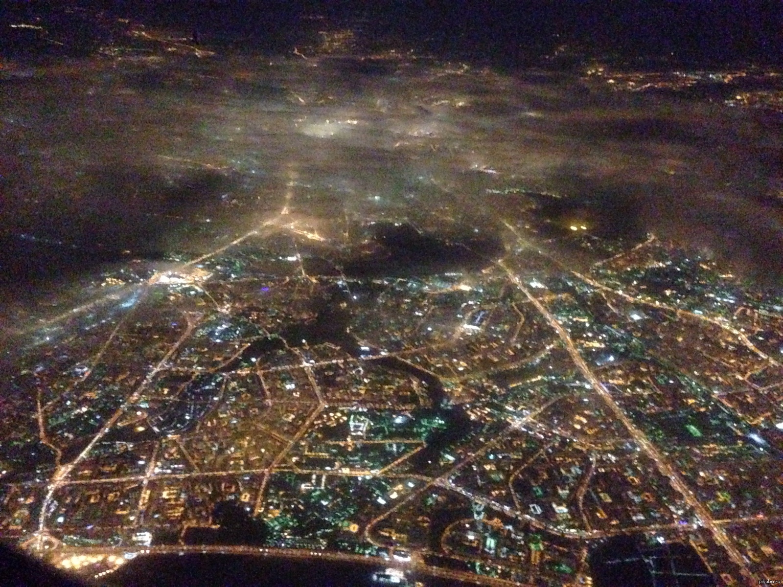 Шереметьево ночью вид из самолета